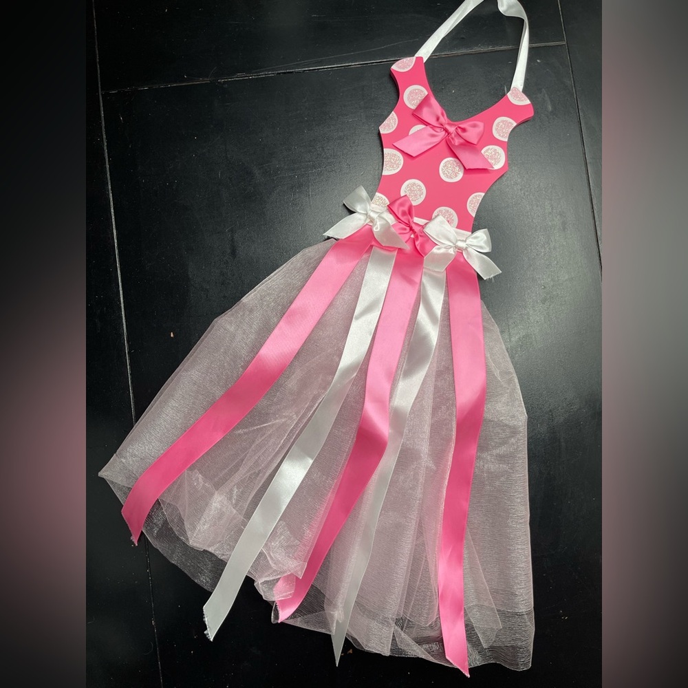 Bow hanger Hobby Lobby Decor White Pink Dress Ribbon Wooden
